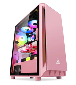 Segotep Gaming Case with Headset Gaming Mouse Combo Pink ATX Micro-ATX, MINI-ITX Mid Case USB3.0 Port, 1.0mm SPCC Steel Plate, Support Liquid Cooling Tempered Glass Side - Uniway Computer Alberta